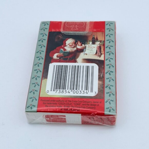 Vintage Coca-Cola Santa Playing Cards Christmas Fireplace 1990s - Picture 2 of 2